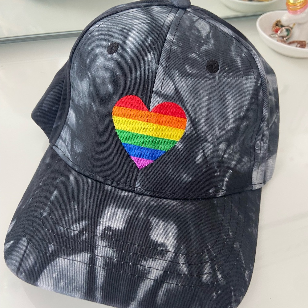 Pride rainbow heart baseball cap